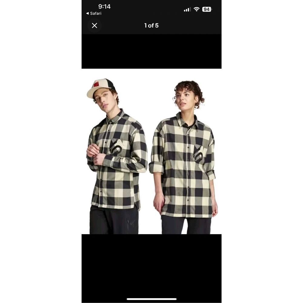 Adidas Black Tan Plaid Check Long Sleeve Button Up Shirt Five Ten Five Ten Brand